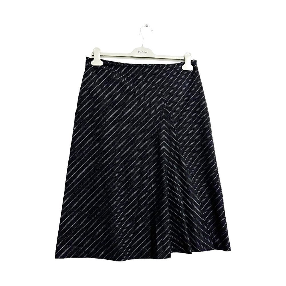 Philosophy di Alberta Ferretti Gray Wool Striped Midi Skirt,‎ Size 44 Italy/US8